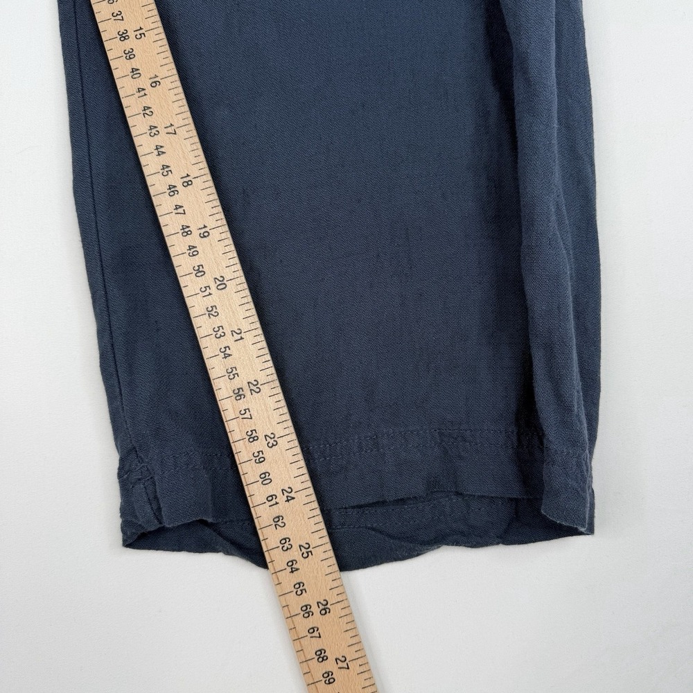 Splendid Angie Crop Wide Leg Linen Blend Pants Navy Drawstring Large - Picture 10 of 14